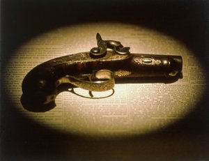 Der .44 Kaliber Deringer, mit dem Abraham Lincoln (1809-65) von John Wilkes Booth (1838-65) am 14. April 1865 ermordet wurde von American School
