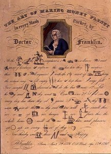 Die Kunst, Geld in jeder Tasche reichlich zu machen, von Doktor Franklin, veröffentlicht von Currier and Ives, New York von American School