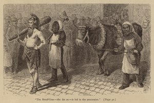 Der Boeuf-Gras, der fette Ochse, wird in der Prozession geführt (Stich) von American School