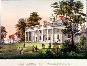 Das Heim von George Washington, Mount Vernon, Virginia, veröffentlicht von Nathaniel Currier (1813-88) und James Merritt Ives (1824-95)