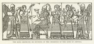 Der König trinkt oder wahrsagt in Anwesenheit der Götter von Assyrien von American School