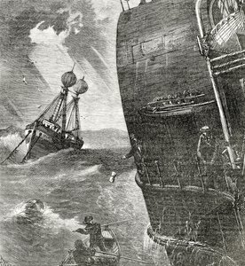 Das Feuerschiff und einlaufender Dampfer, Frontispiz-Illustration aus Appletons Journal, 4. Mai 1872