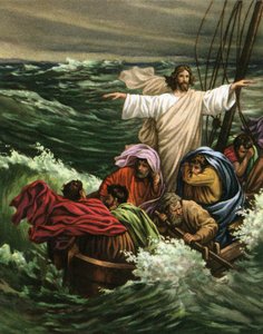 Das Wunder Christi, wie er den Sturm auf dem See Genezareth beruhigt