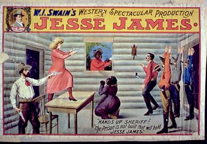 Das Gefängnis ist nicht gebaut, das Jesse James halten wird, Werbung für W. I. Swains spektakuläre Produktion von Jesse James