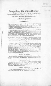 Die Bill of Rights der Vereinigten Staaten, abgeschlossen 1789 von American School