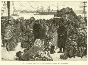 Das westliche Tor, die Landungsbühne in Liverpool von American School