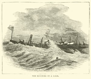 Die Monitore in einem Sturm, Dezember 1864 von American School