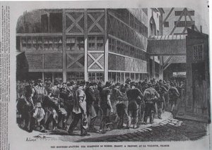 Die Veredler verlassen die Werkstatt von Messrs. Jeanty & Provost in La Villette, Frankreich, aus Scientific American, 1870 von American School