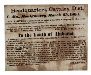An die Jugend von Alabama: Wir rufen zu den Waffen! (Rekrutierungsplakat), 25. März 1864 von American School