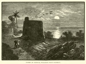Turm des Schweigens, Malabar Point, Bombay von American School