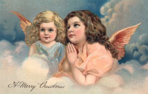 Zwei betende Weihnachtsengel von American School