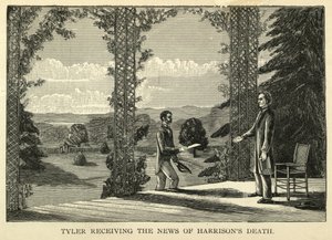Tyler erhält die Nachricht vom Tod Harrisons, veröffentlicht 1888 (Gravur) von American School