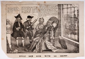 Onkel Sam krank mit La Grippe, 1837 von American School