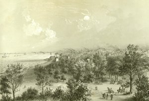 Blick auf das Lake View House, aus Chicago Illustrated, mit literarischen Beschreibungen von James W. Sheahan, veröffentlicht von Jevne & Almini, Chicago, 1866-67