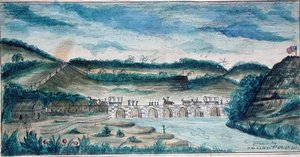 Ansicht der Nationalbrücke in Santa Fe, Mexiko von American School