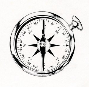 Vintage-Illustration eines Kompasses von American School