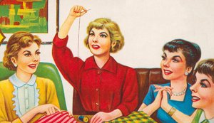 Frauen bei einem Nähkreis von American School