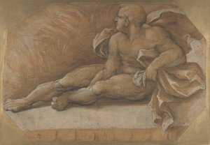 Nackte männliche Figur, die auf dem Boden sitzt, ca. 1535-40