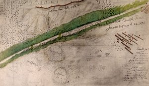 Topographische Karte des Schlachtfeldes von Little Big Horn