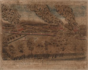 Die Schlachten von Lexington und Concord: Platte I, Die Schlacht von Lexington, 19. April 1775. Platte II, Eine Ansicht der Stadt Concord. Platte III: Das Gefecht an der Südbrücke in Concord. Platte IV: Eine Ansicht des südlichen Teils von Lexington. von Amos Doolittle