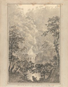 Ansichten in England, Schottland und Wales: Gasthaus an der Teufelsbrücke mit dem Fall des Mynach von Amos Green