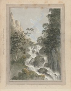Ansichten in England, Schottland und Wales: Oberer Teil des Lowdoor-Wasserfalls, Eine Naturstudie von Amos Green