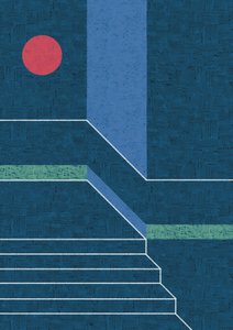 Roter Kreis Blaue Stufen von Amy Louise Baker