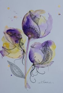 Elegante Aquarell Kritzelblumen von Amy Tieman