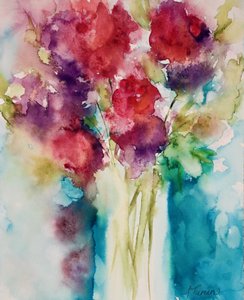 Lebendiger Aquarellstrauß von Amy Tieman