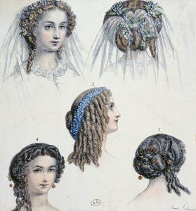 Frisur einer Braut und anderer, um 1853 von Anais Toudouze