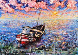 Goldener Sonnenuntergang Boot