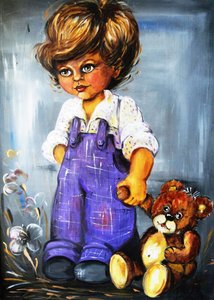 Süßer Junge und Teddy