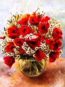 Vibrante Mohnblumen Stillleben von Anda Bieza