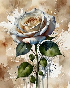 Weiße Aquarellrose