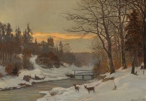 Winterliche Bachlandschaft von Anders Andersen Lundby