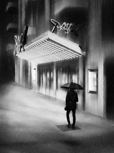 Regnerische Nacht Neonleuchten