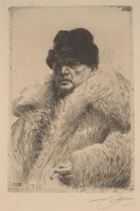 Selbstporträt im Pelzmantel von Anders Leonard Zorn