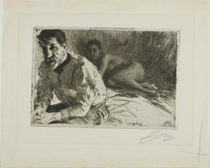Augustus Saint-Gaudens II (Saint-Gaudens und sein Modell) von Anders Leonard Zorn