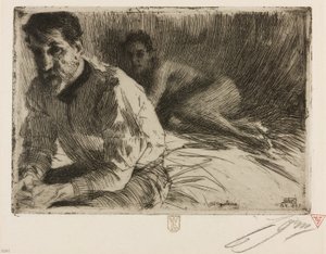Augustus Saint Gaudens II (Saint Gaudens und sein Modell) von Anders Leonard Zorn