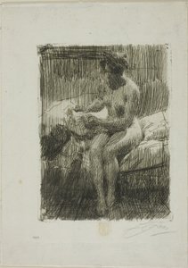 Modell beim Lesen von Anders Leonard Zorn