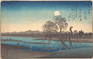 Herbstmond am Tama-Fluss, ca. 1838 von Ando Hiroshige