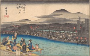 Abkühlung am Abend in Shijogawara, ca. 1834