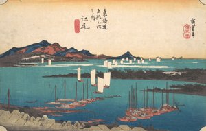 Ferner Blick auf den Miho-Strand von Ejiri, ca. 1834 von Ando Hiroshige