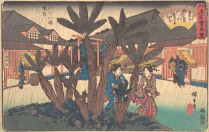 Fukagawa Hachiman Keidai Niken Jya-ya, ca. 1840 von Ando Hiroshige