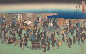 Junkei machi Yomise no Zu, ca. 1828 von Ando Hiroshige