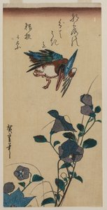 Eisvogel und chinesische Glockenblumen, frühe oder mittlere 1830er Jahre von Ando Hiroshige