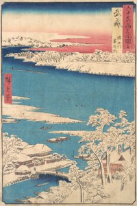 Morgen nach einem Schneefall, der Sumida-Fluss, Provinz Musashi, aus der Serie Ansichten
