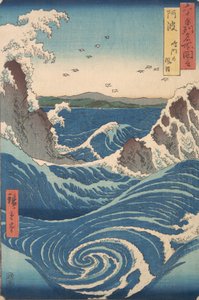 Naruto-Strudel, Provinz Awa, aus der Serie Ansichten berühmter Orte in den Sechzig-Od..., ca. 1853 von Ando Hiroshige