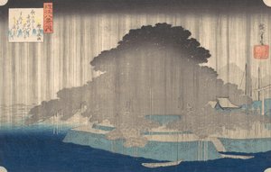 Nachtregen in Karasaki, aus der Serie Acht Ansichten von O-mi, ca. 1835 von Ando Hiroshige