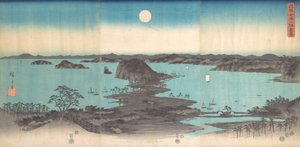 Panorama der Acht Ansichten von Kanasawa unter einem Vollmond, 1857
